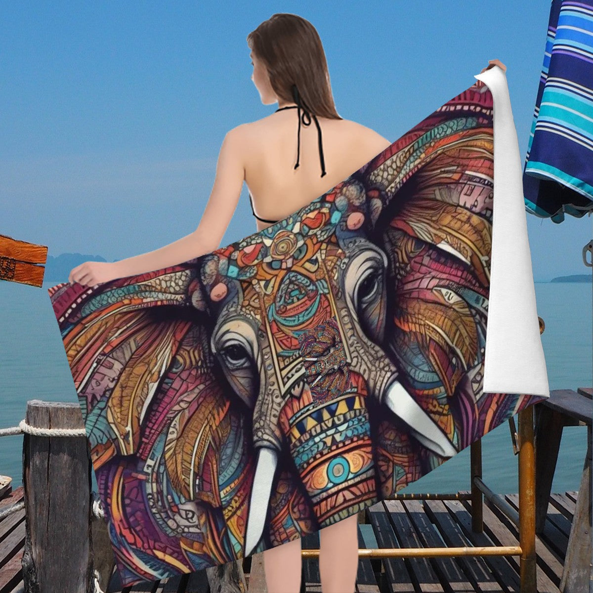 Tribal Elephant Microfiber Beach Towel