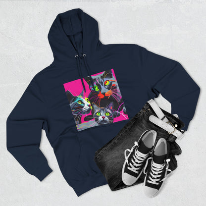 Three Kitties -Panel Fleece Hoodie