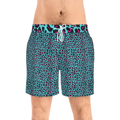 Livin' in Leopard Men's Mid-Length Swim Shorts (AOP)