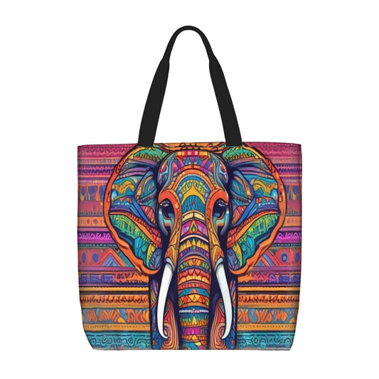 Ellie the Elephant - Tribal Elephant Large Tote Bag