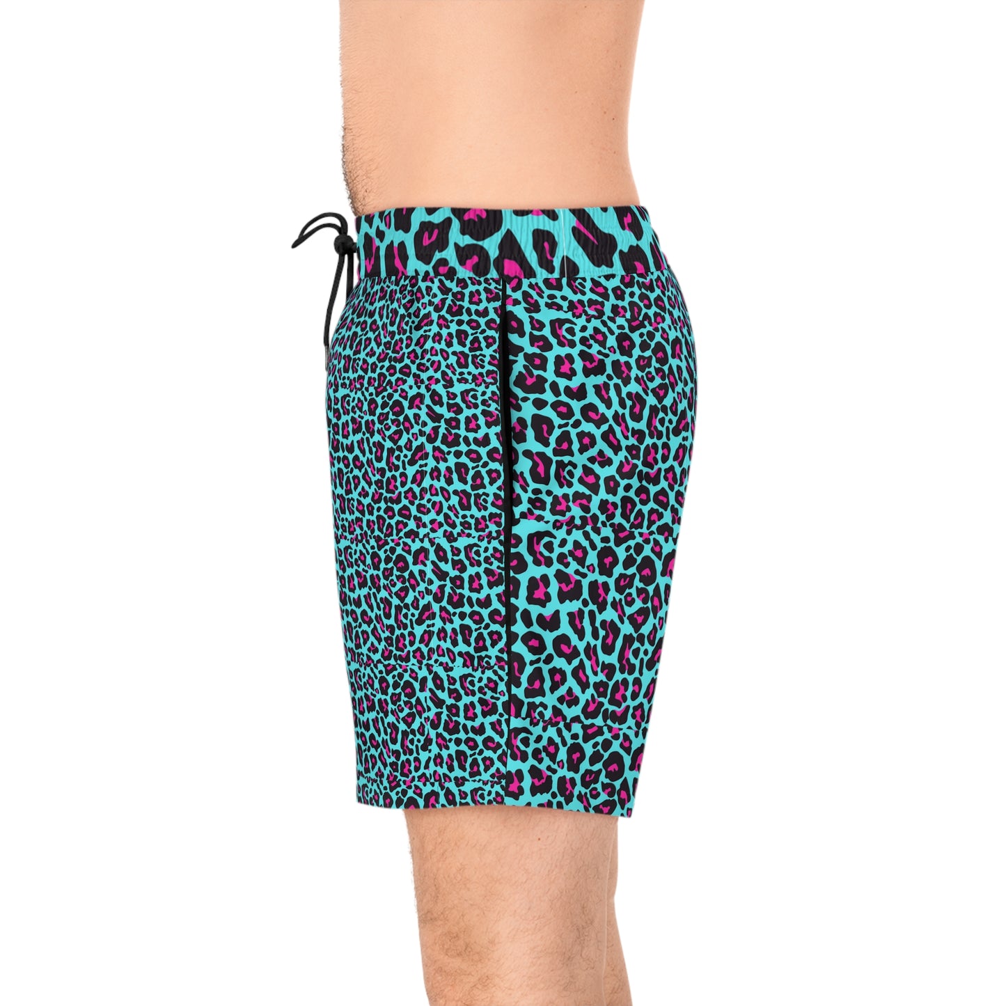 Livin' in Leopard Men's Mid-Length Swim Shorts (AOP)