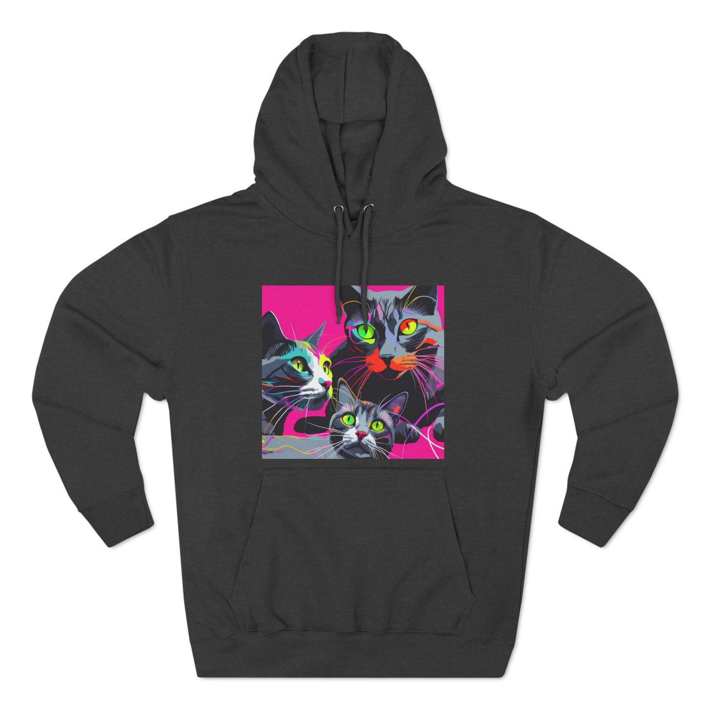 Three Kitties -Panel Fleece Hoodie