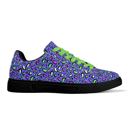 Purple Passion Leopard Low Top Leather Shoes