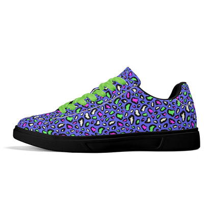 Purple Passion Leopard Low Top Leather Shoes