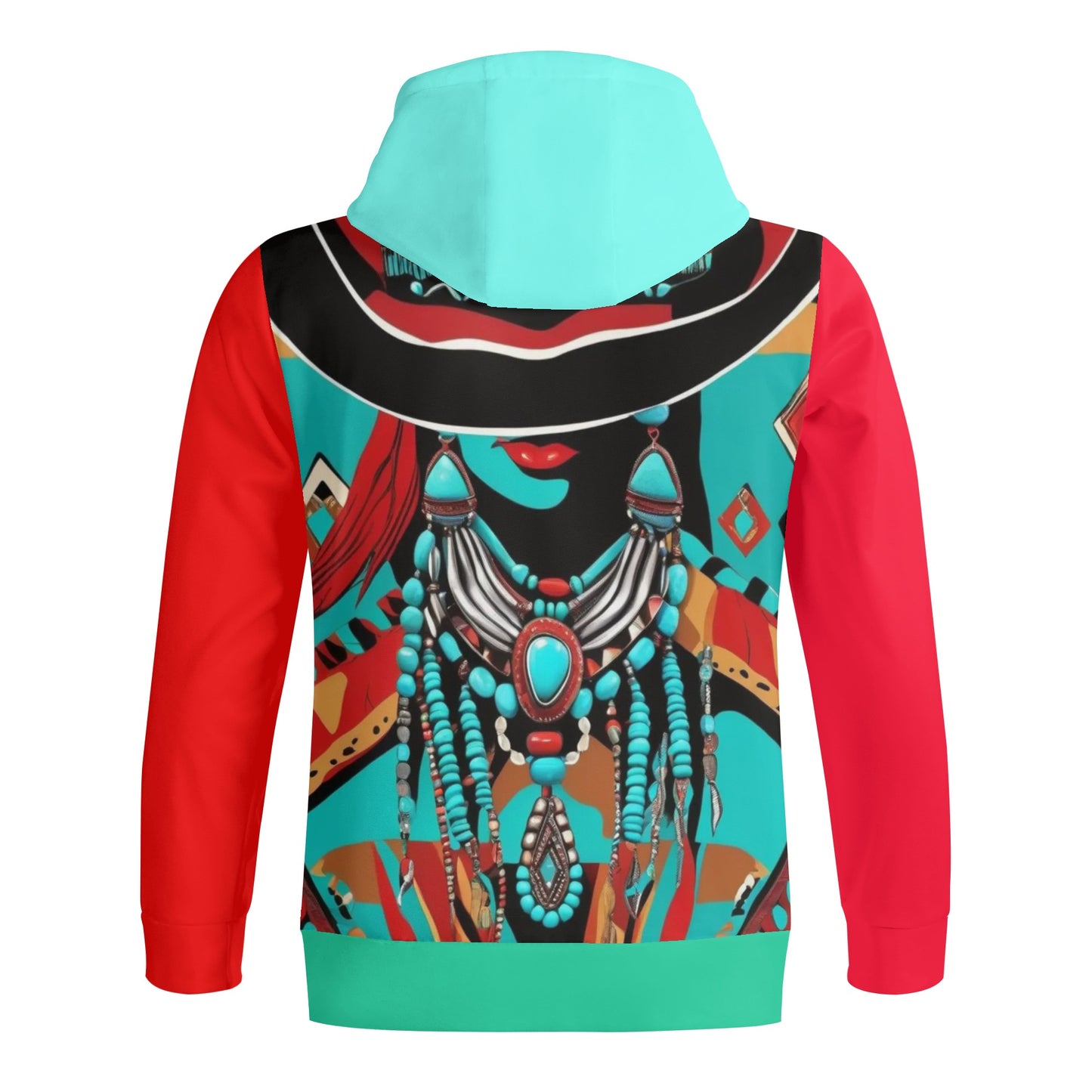 Distracted by Turquoise Adult Full Zip Turtleneck Hoodie Streetwear