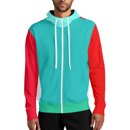 Distracted by Turquoise Adult Full Zip Turtleneck Hoodie Streetwear