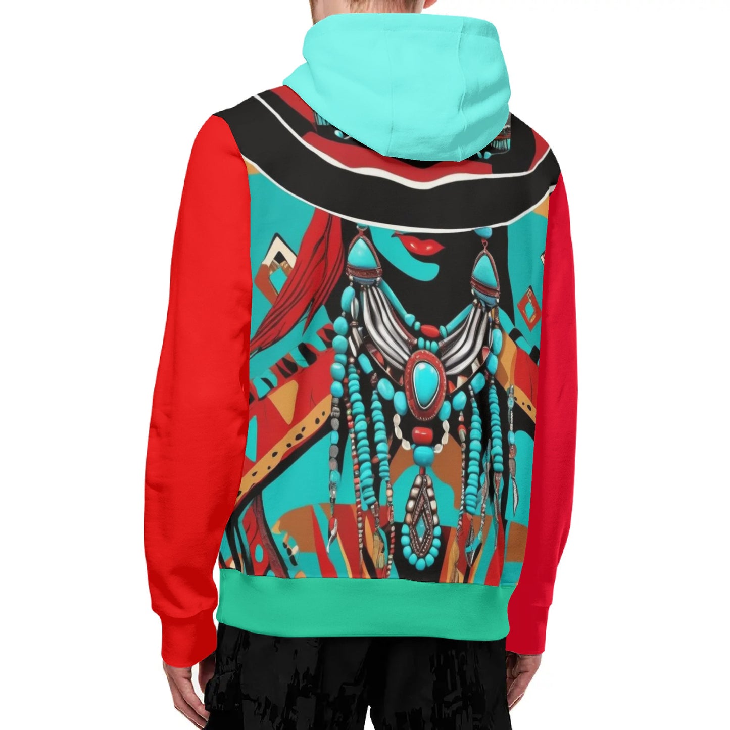 Distracted by Turquoise Adult Full Zip Turtleneck Hoodie Streetwear