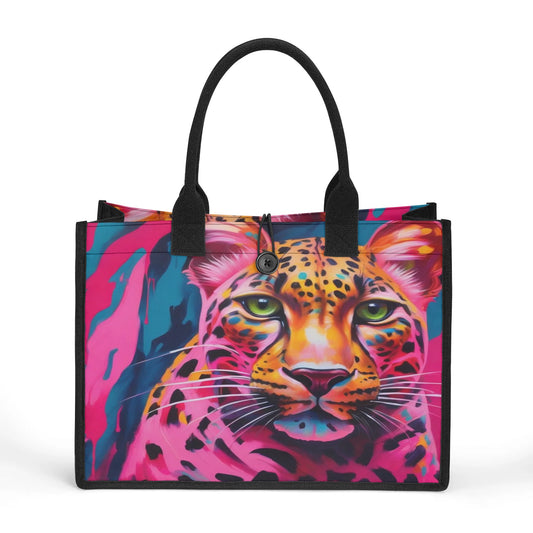 Painted Leopard - Standard All-Over Print Canvas Tote Bag（2 layers）