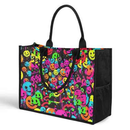 Smiles All Day - Standard All-Over Print Canvas Tote Bag（2 layers）