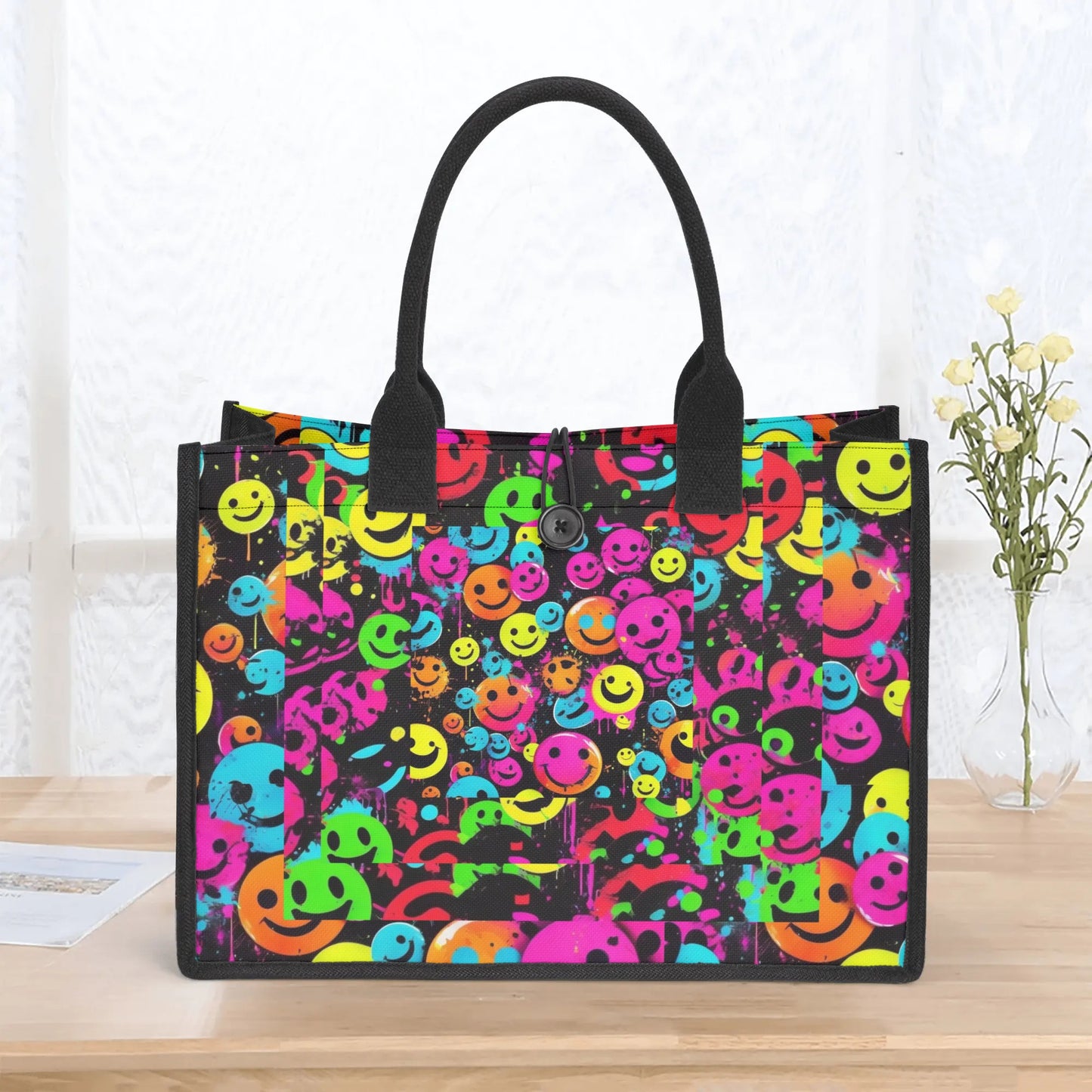 Smiles All Day - Standard All-Over Print Canvas Tote Bag（2 layers）