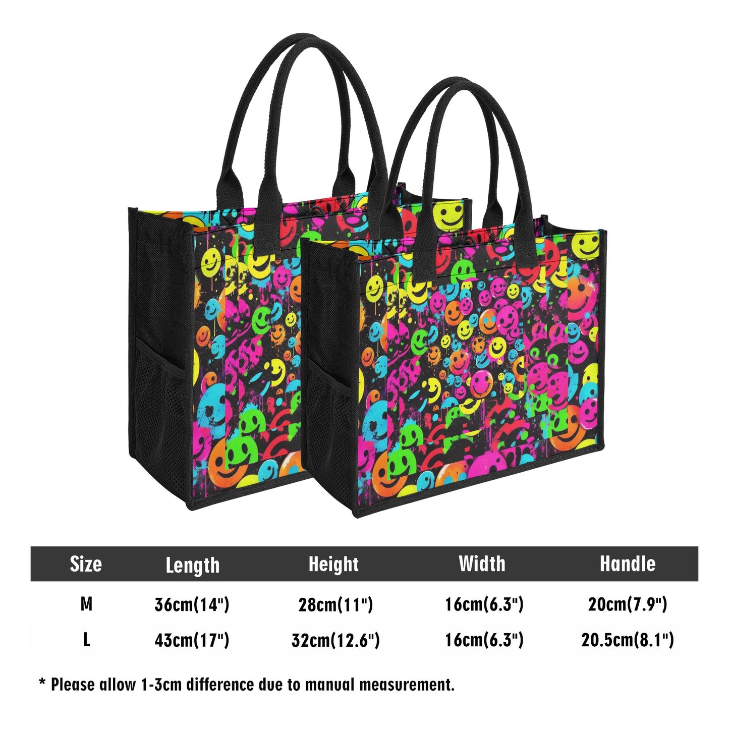 Smiles All Day - Standard All-Over Print Canvas Tote Bag（2 layers）