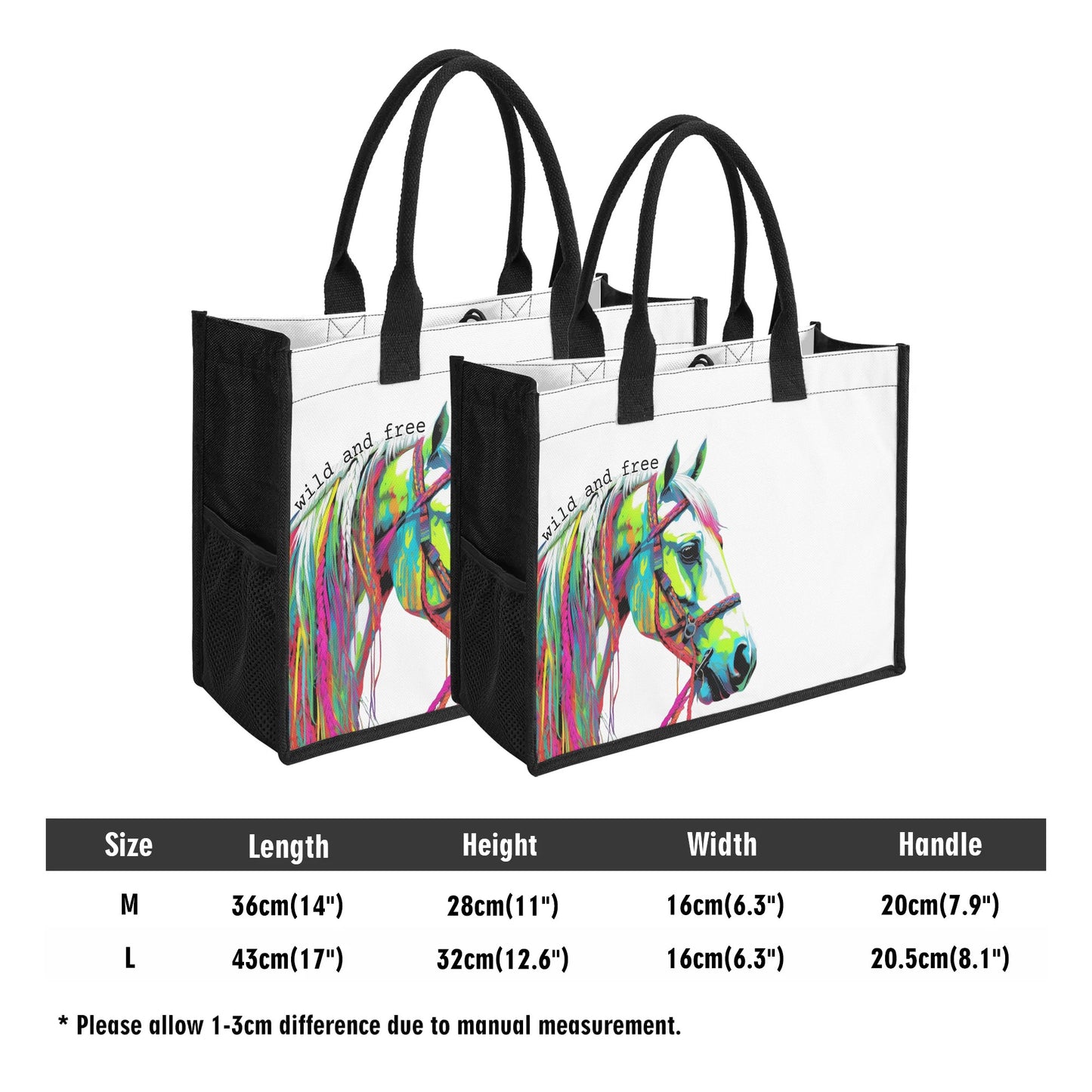 Wild and Free - Standard All-Over Print Canvas Tote Bag（2 layers）