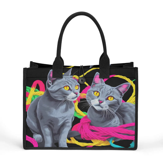 Two Kitties Standard All-Over Print Canvas Tote Bag（2 layers）