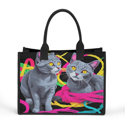 Two Kitties Standard All-Over Print Canvas Tote Bag（2 layers）