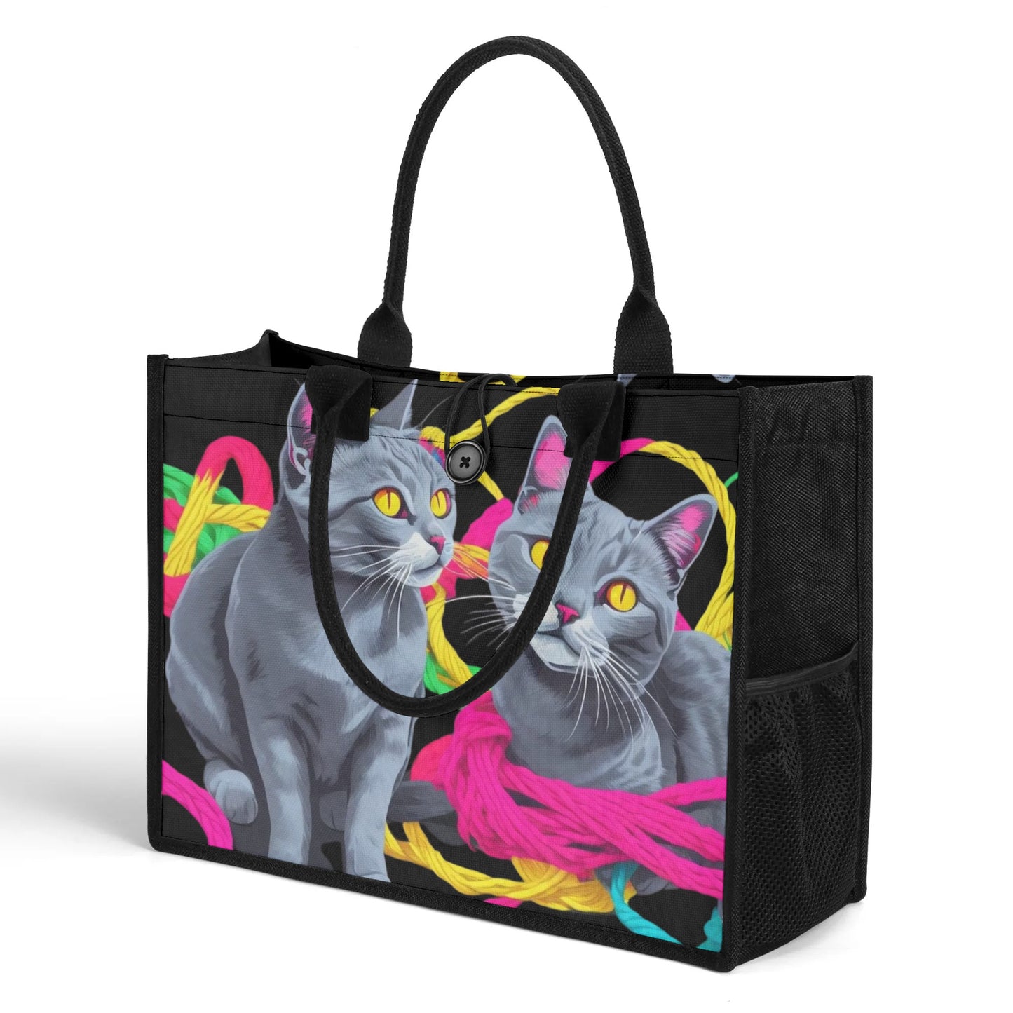 Two Kitties Standard All-Over Print Canvas Tote Bag（2 layers）