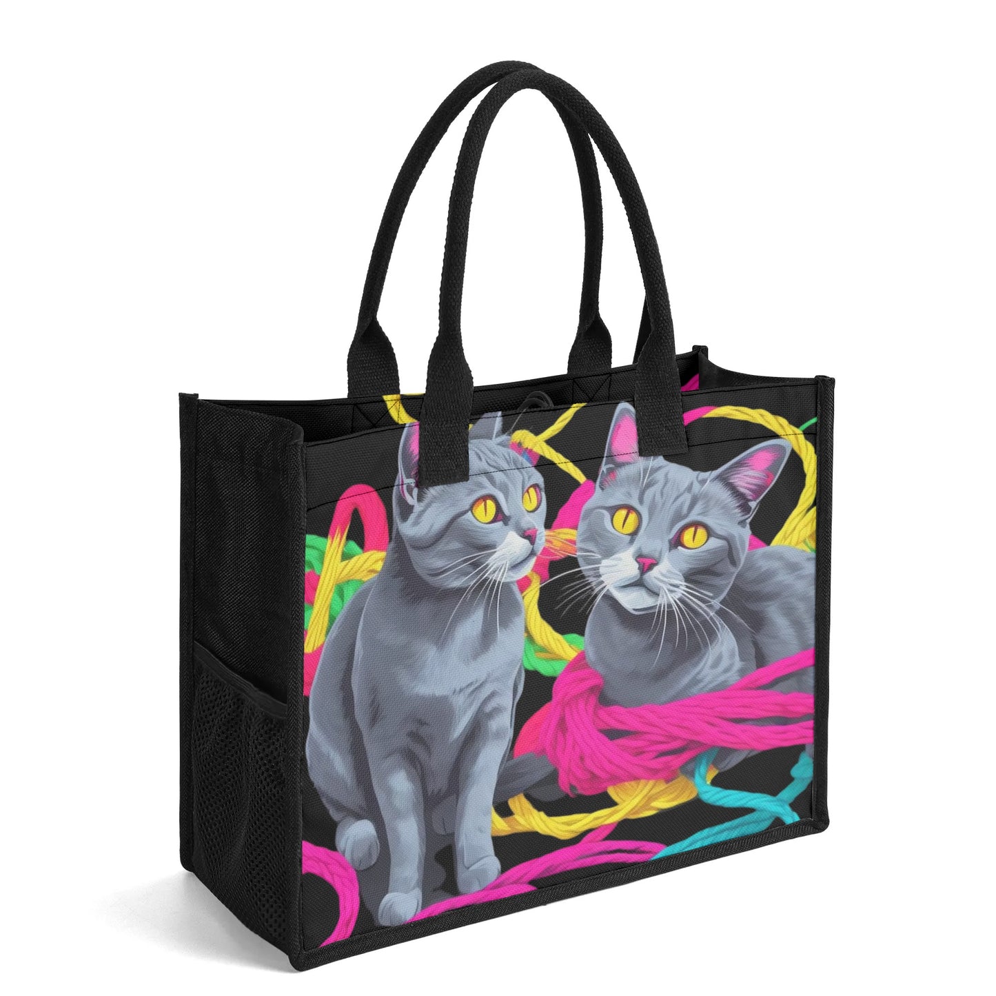 Two Kitties Standard All-Over Print Canvas Tote Bag（2 layers）