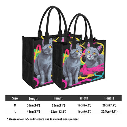 Two Kitties Standard All-Over Print Canvas Tote Bag（2 layers）