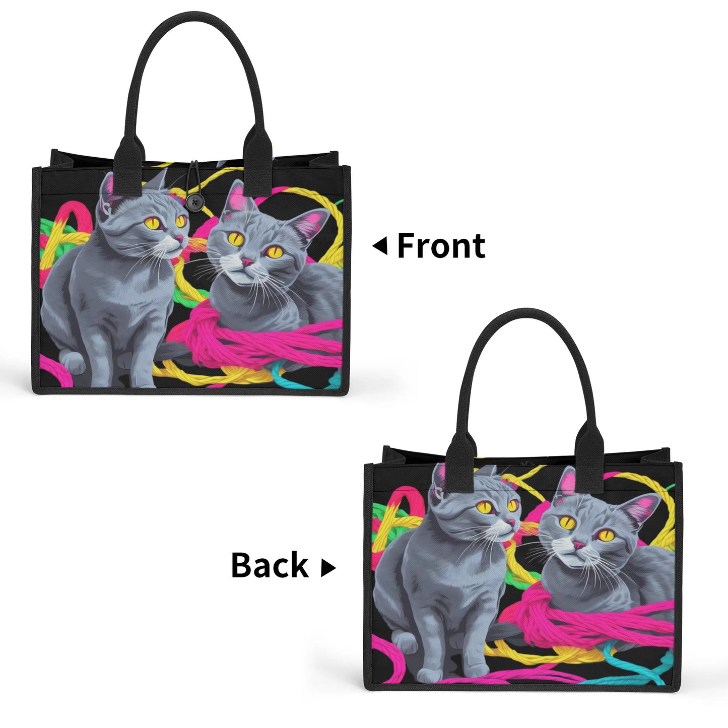 Two Kitties Standard All-Over Print Canvas Tote Bag（2 layers）