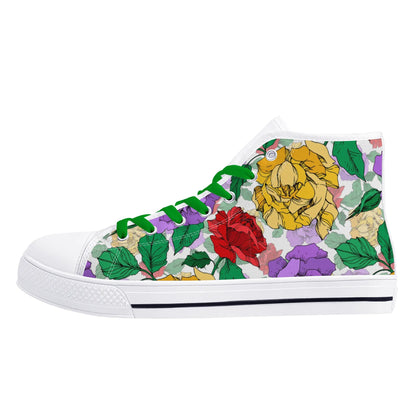 Roses and Peonies - Womens MD Outsole Lightweight High Top Canvas Shoes