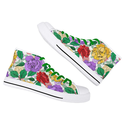 Roses and Peonies - Womens MD Outsole Lightweight High Top Canvas Shoes