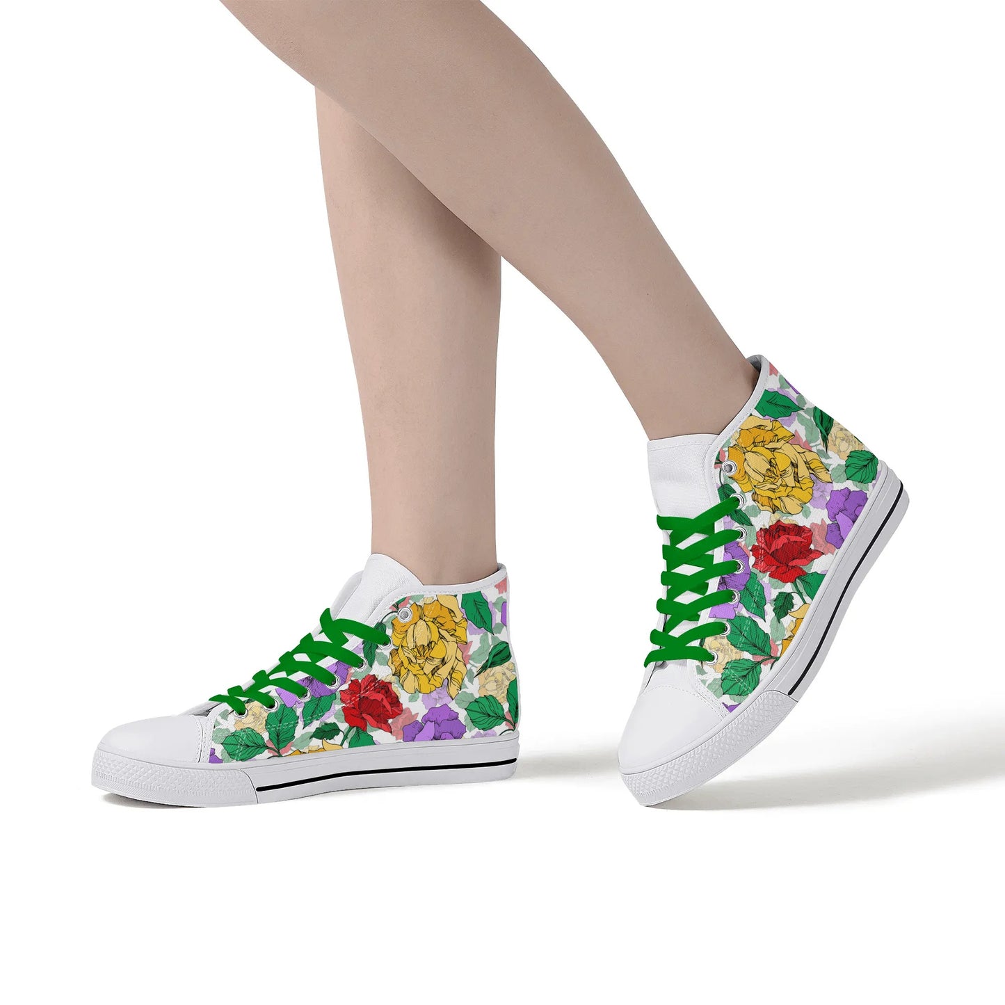 Roses and Peonies - Womens MD Outsole Lightweight High Top Canvas Shoes