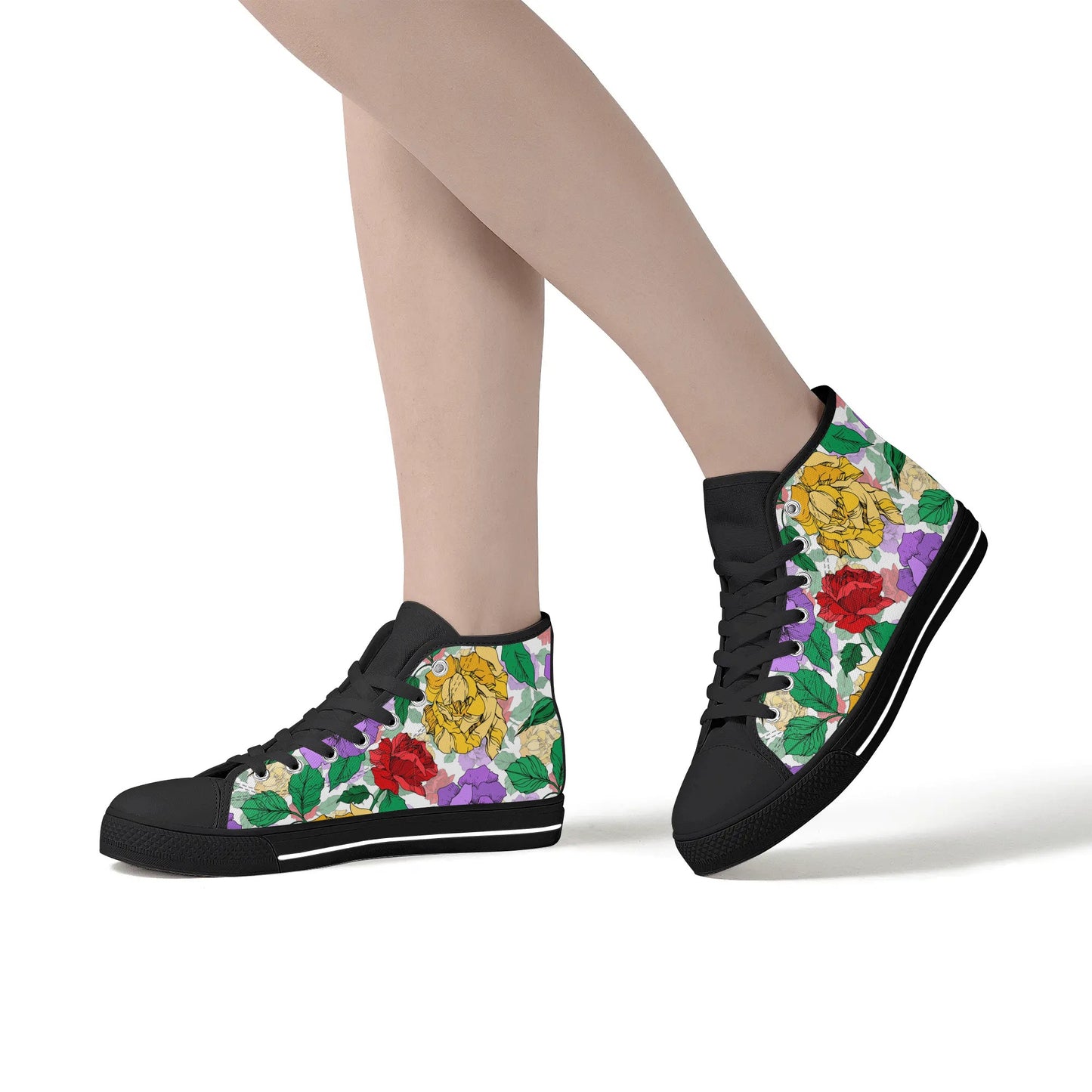 Roses and Peonies - Womens MD Outsole Lightweight High Top Canvas Shoes