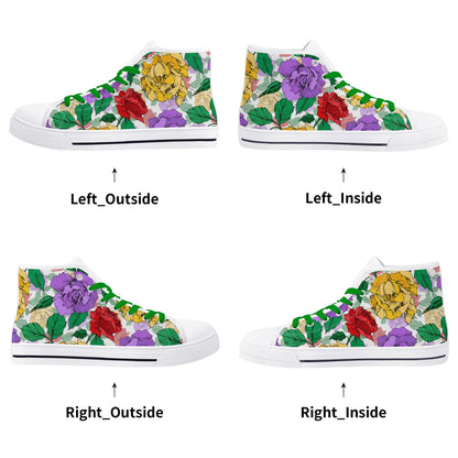 Roses and Peonies - Womens MD Outsole Lightweight High Top Canvas Shoes