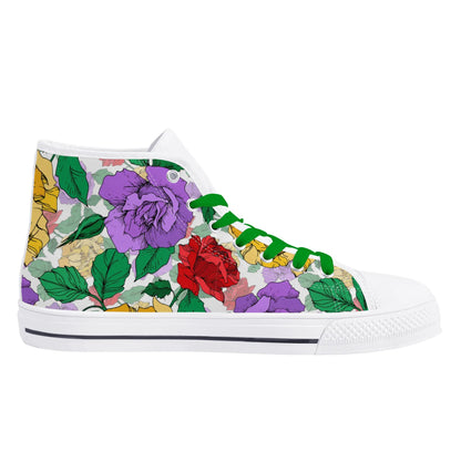 Roses and Peonies - Womens MD Outsole Lightweight High Top Canvas Shoes