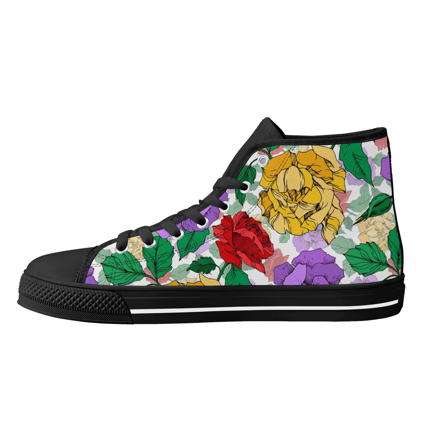 Roses and Peonies - Womens MD Outsole Lightweight High Top Canvas Shoes