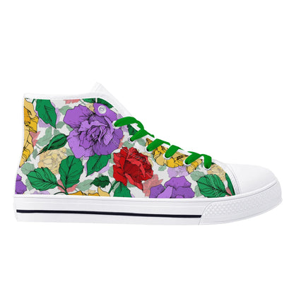 Roses and Peonies - Womens MD Outsole Lightweight High Top Canvas Shoes