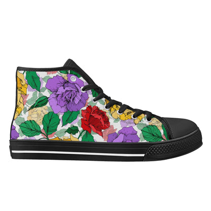 Roses and Peonies - Womens MD Outsole Lightweight High Top Canvas Shoes