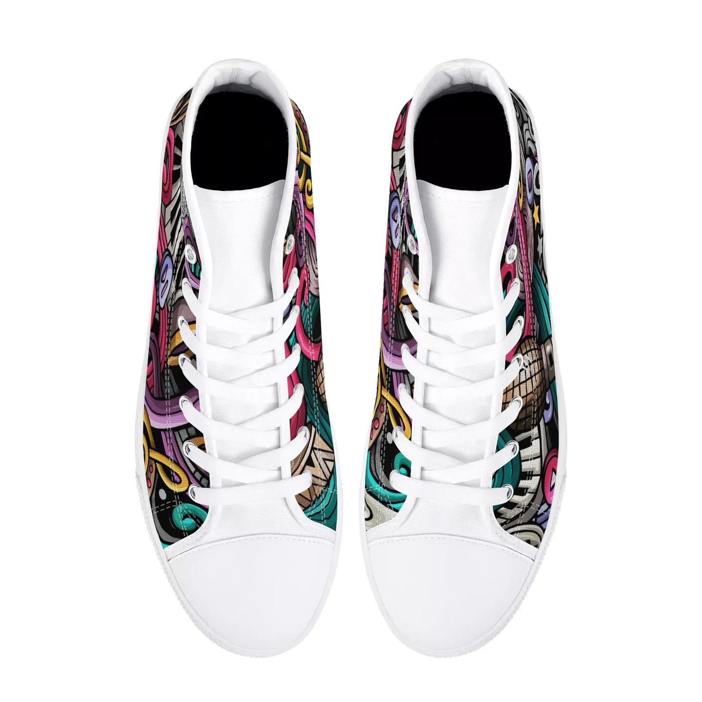 Musical Graffiti - Mens Rubber High Top Canvas Shoes