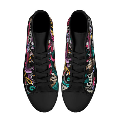 Musical Graffiti - Mens Rubber High Top Canvas Shoes