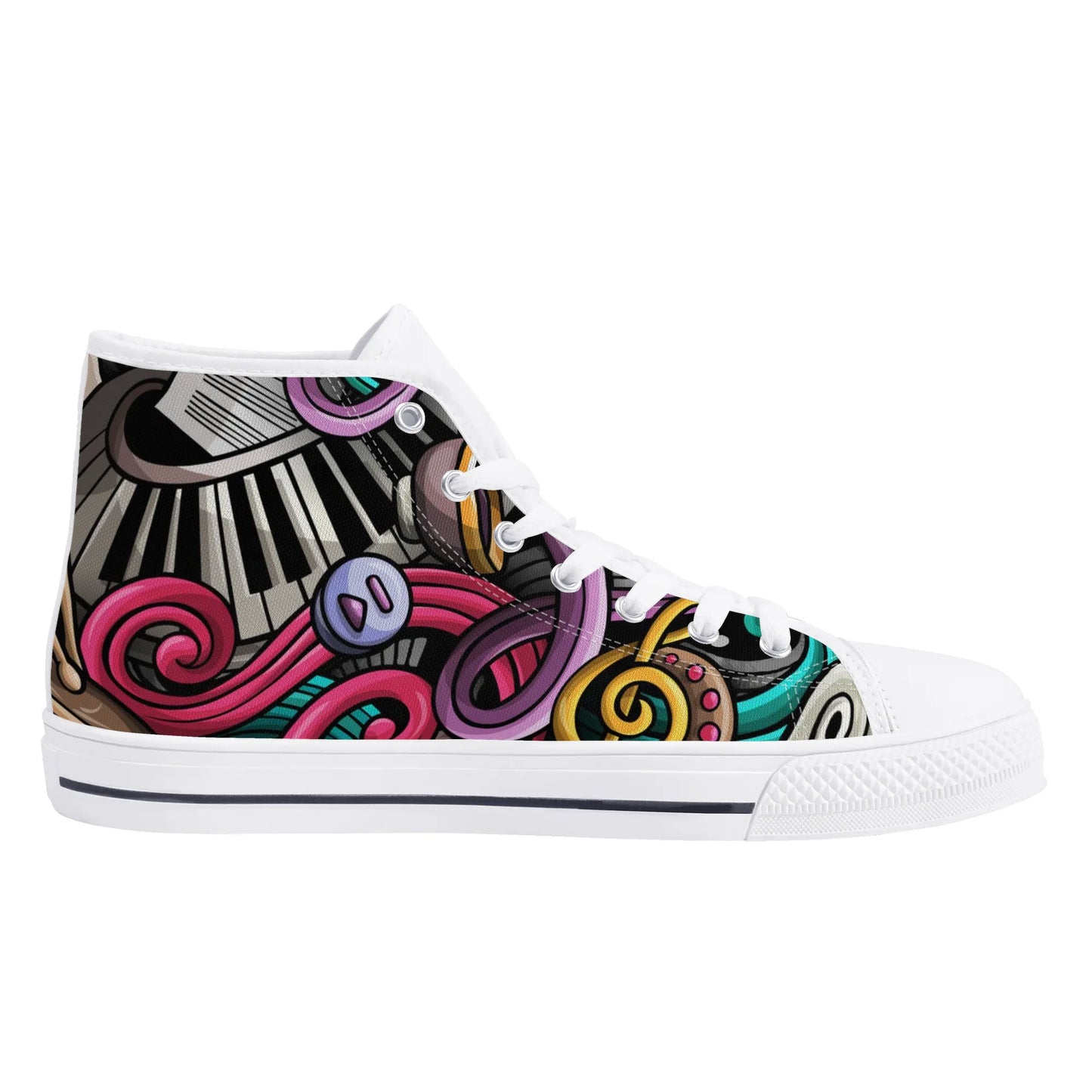 Musical Graffiti - Mens Rubber High Top Canvas Shoes