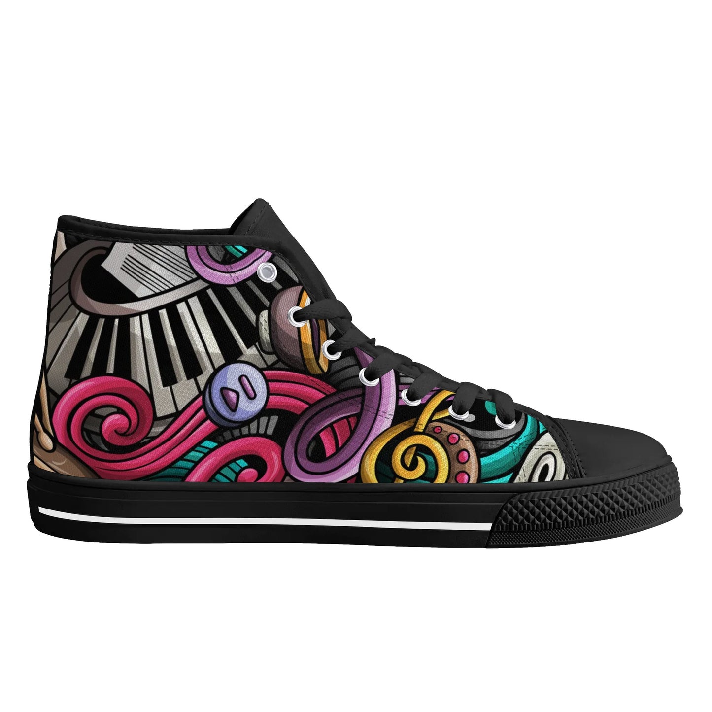 Musical Graffiti - Mens Rubber High Top Canvas Shoes