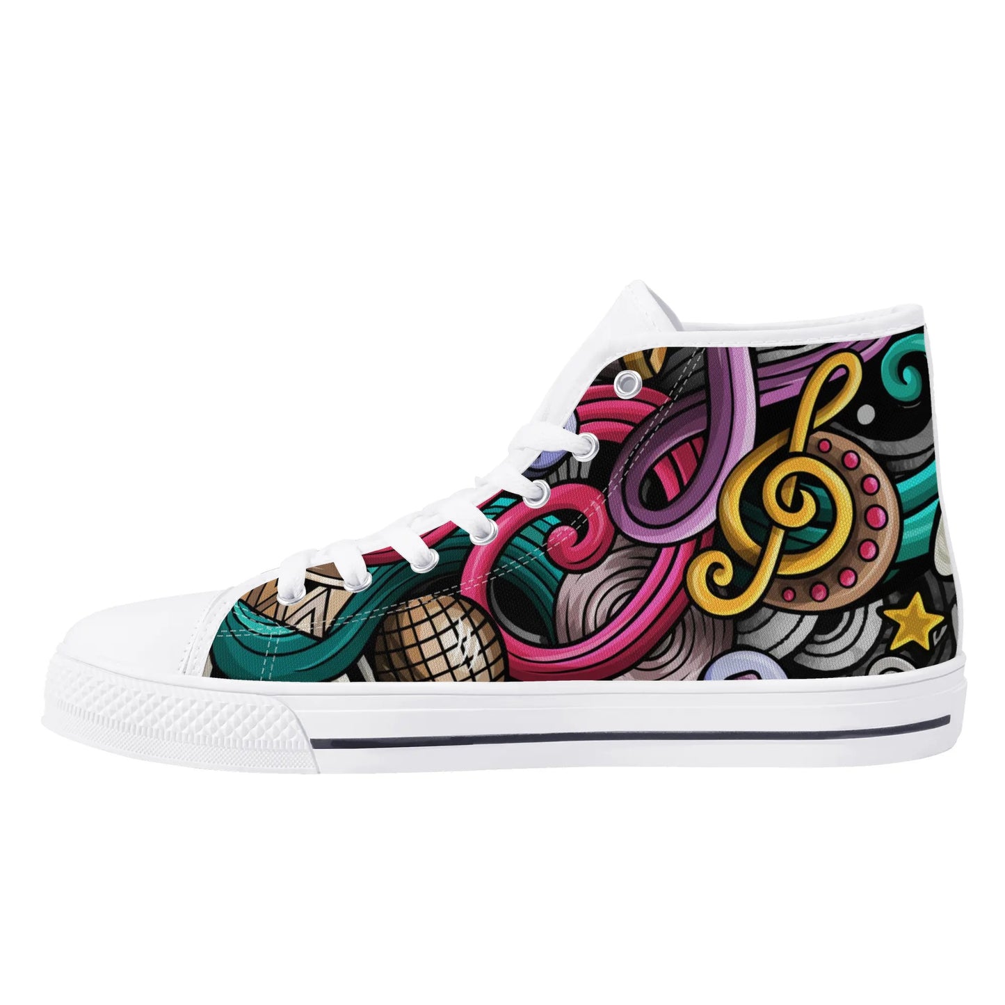 Musical Graffiti - Mens Rubber High Top Canvas Shoes