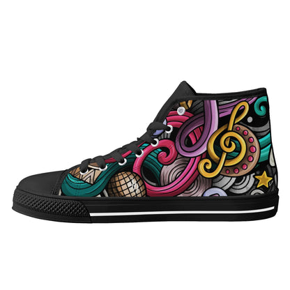 Musical Graffiti - Mens Rubber High Top Canvas Shoes