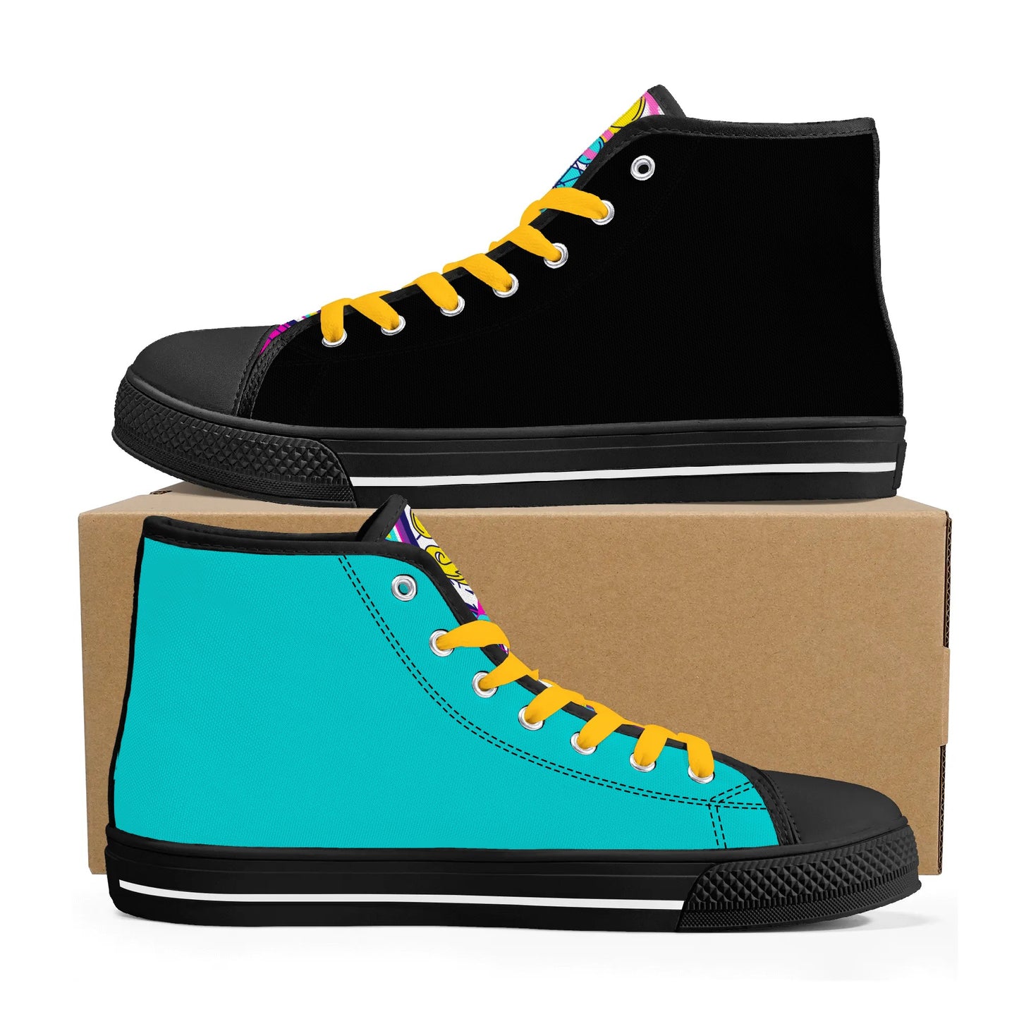 Womens High Top Canvas Shoes - Customized Tongue