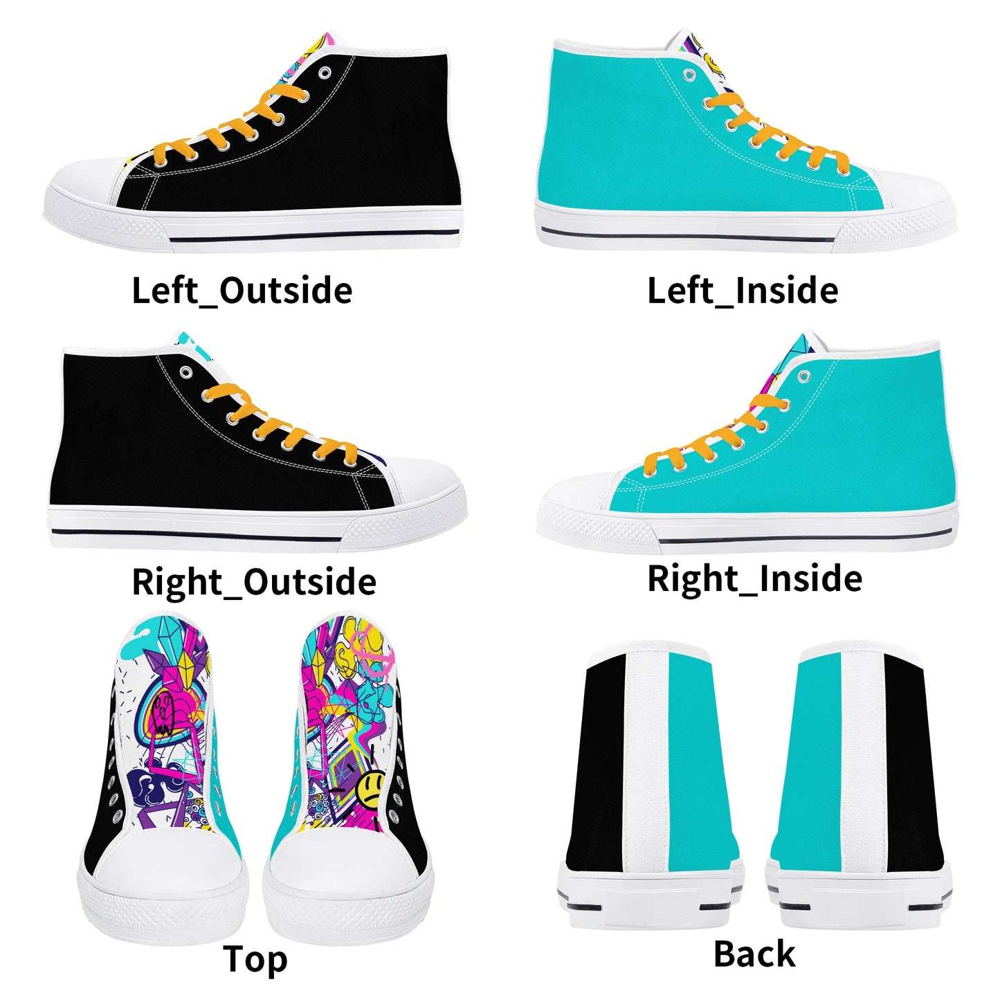 Womens High Top Canvas Shoes - Customized Tongue