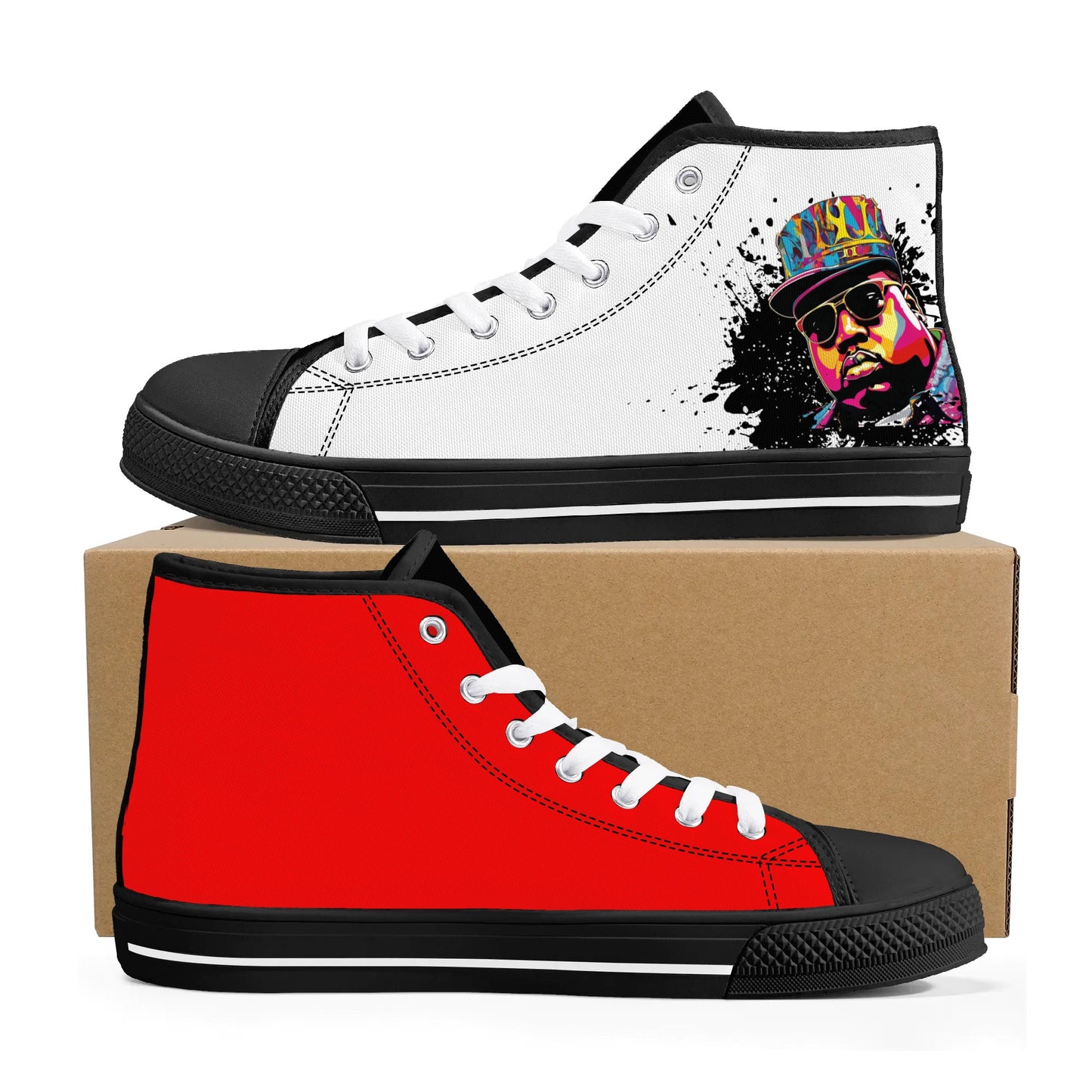 Mens High Top Canvas Shoes - Customized Tongue