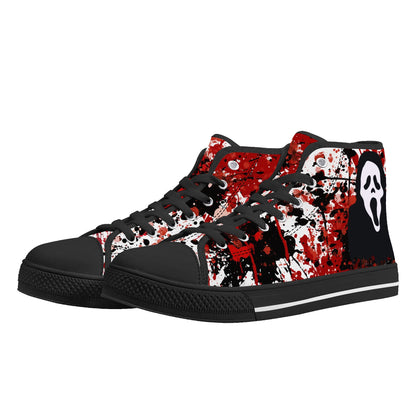 "Halloween", Screaming Ghost Face, Scream- Mens High Top Canvas Shoes