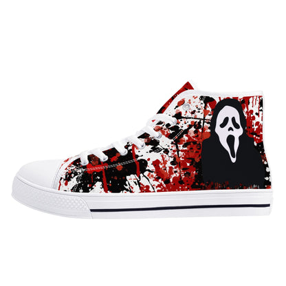 "Halloween", Screaming Ghost Face, Scream- Mens High Top Canvas Shoes