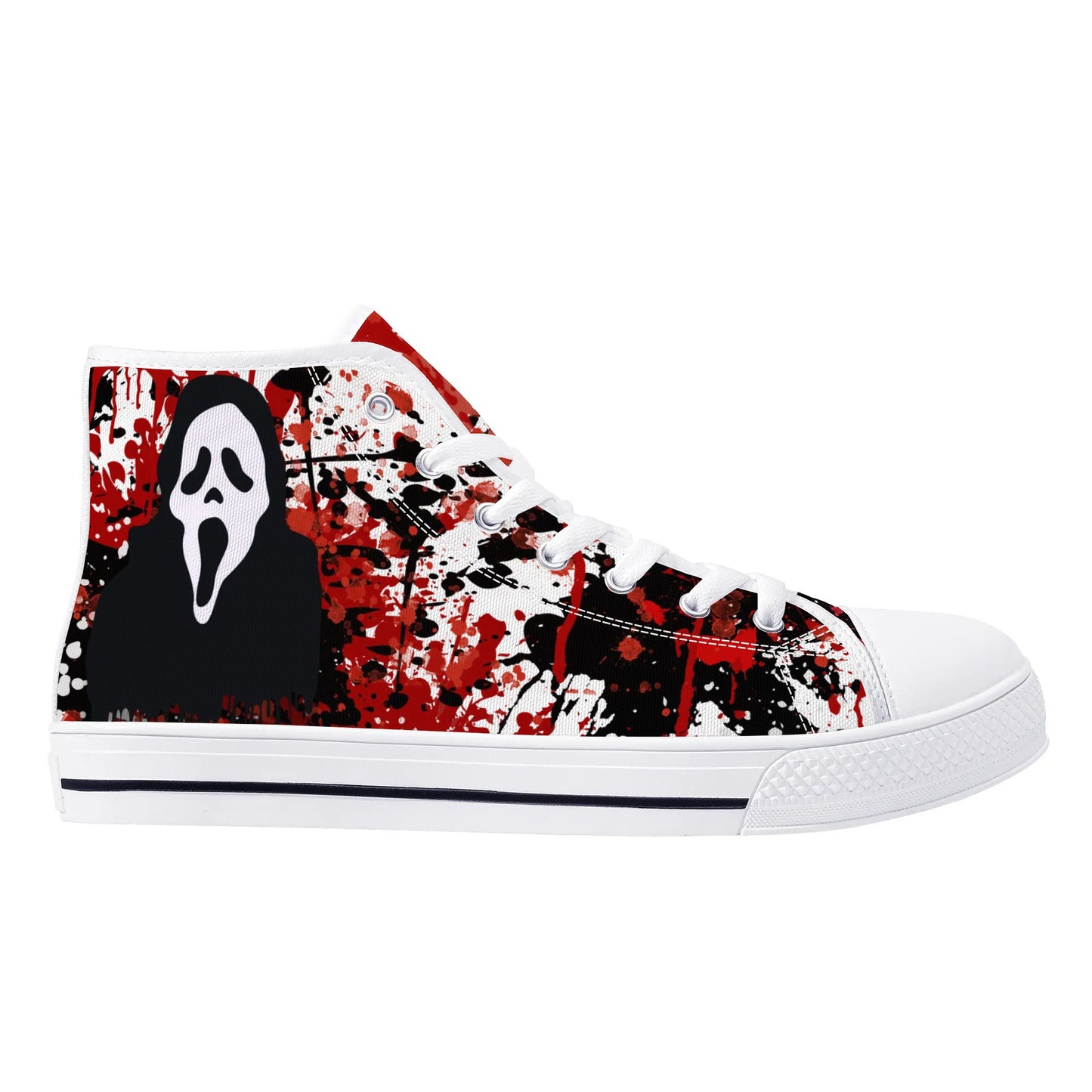 "Halloween", Screaming Ghost Face, Scream- Mens High Top Canvas Shoes