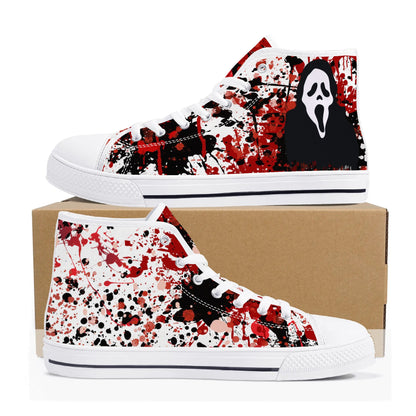 "Halloween", Screaming Ghost Face, Scream- Mens High Top Canvas Shoes