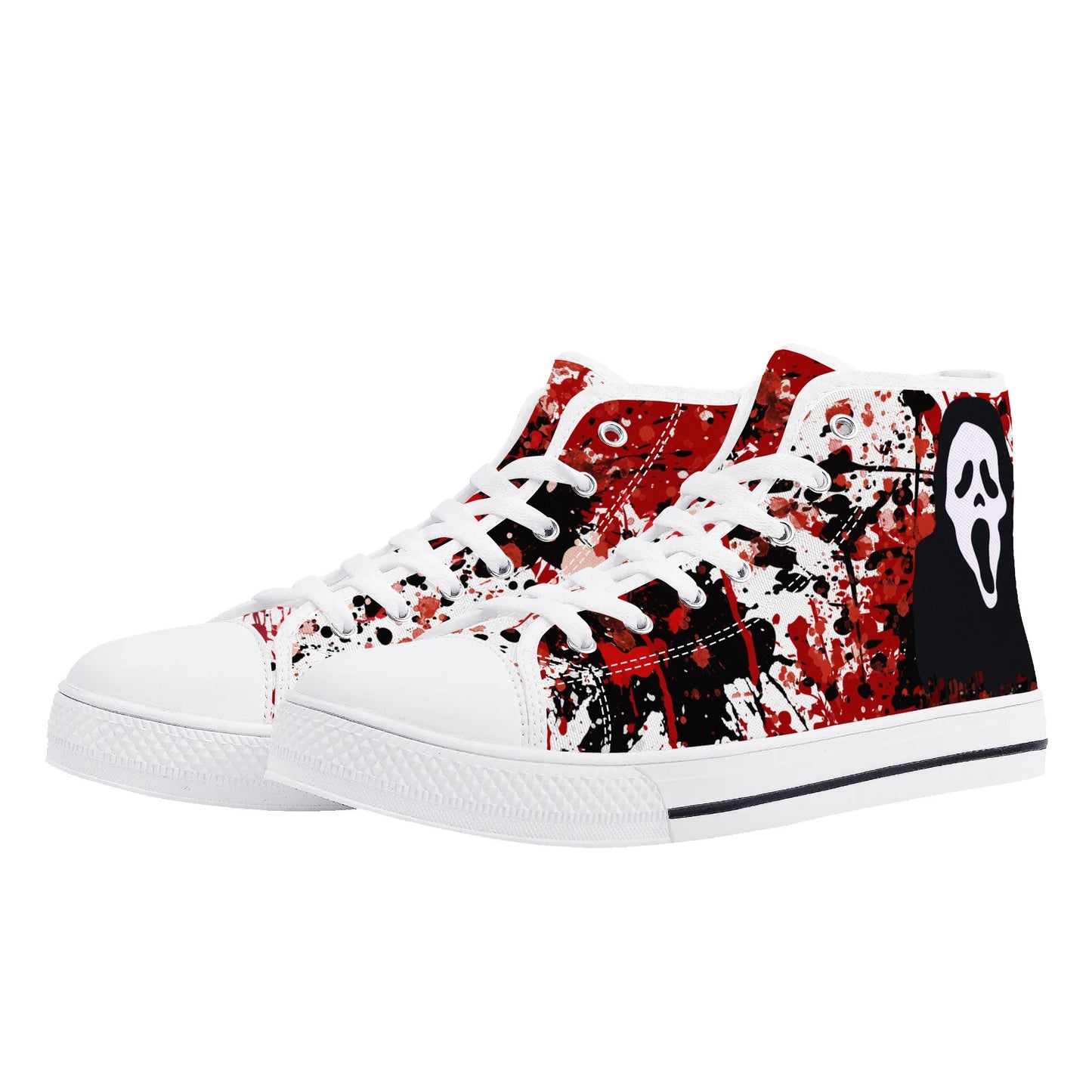 "Halloween", Screaming Ghost Face, Scream- Mens High Top Canvas Shoes