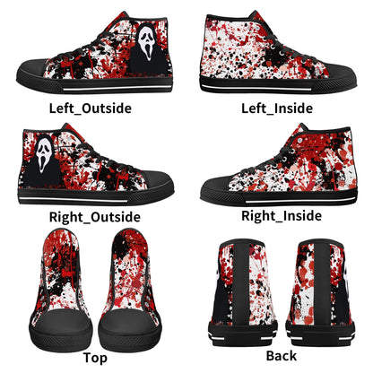 "Halloween", Screaming Ghost Face, Scream- Mens High Top Canvas Shoes