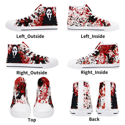 "Halloween", Screaming Ghost Face, Scream- Mens High Top Canvas Shoes