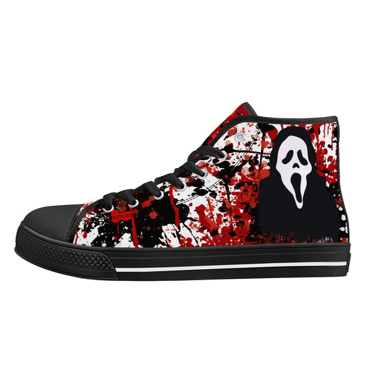 "Halloween", Screaming Ghost Face, Scream- Mens High Top Canvas Shoes