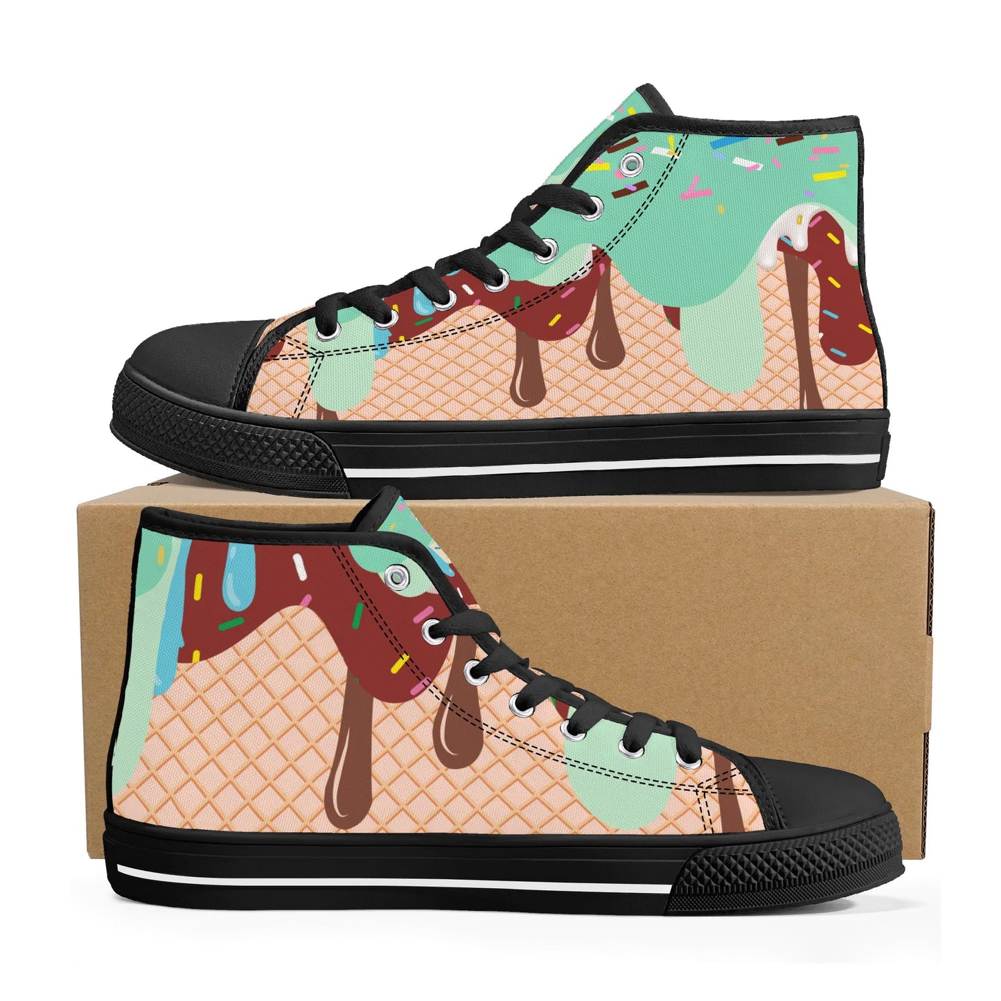 Mens High Top Canvas Shoes - Customized Tongue