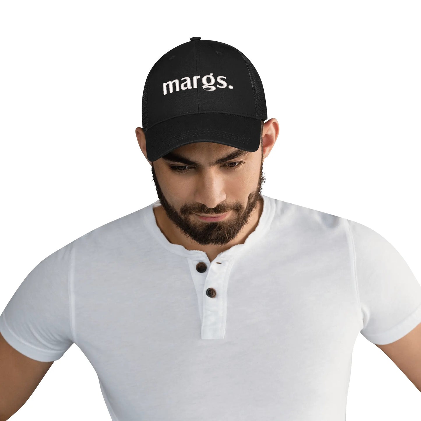 Emobrideried Grid Mesh Trucker Hat